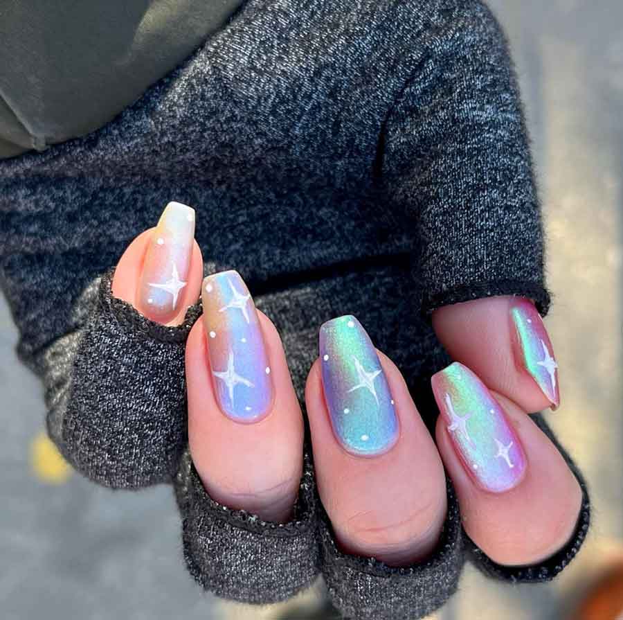 holographic winter nails