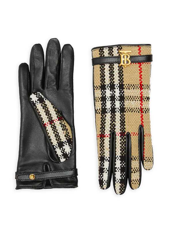 Leather, Wool, And Cashmere Winter Gloves, Burberry