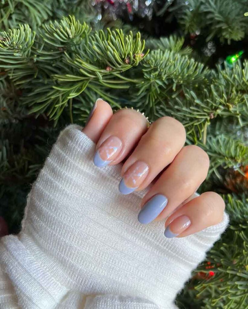 cute winter nails baby blue