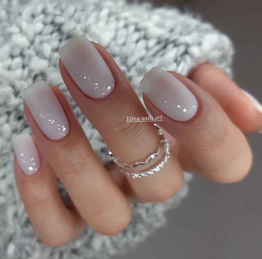 minimalist simple white matte winter nail