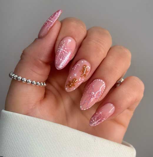 glittery pink and white