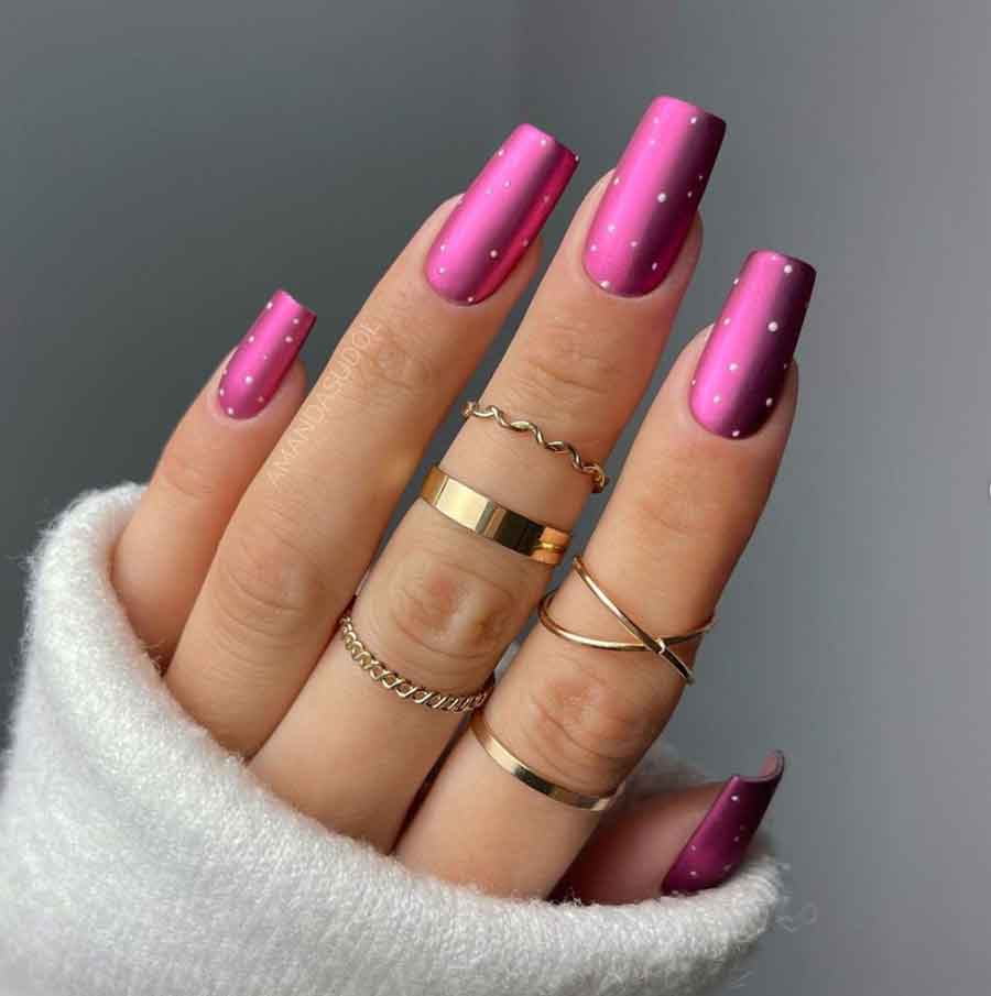 pink snow nails inspo for winter