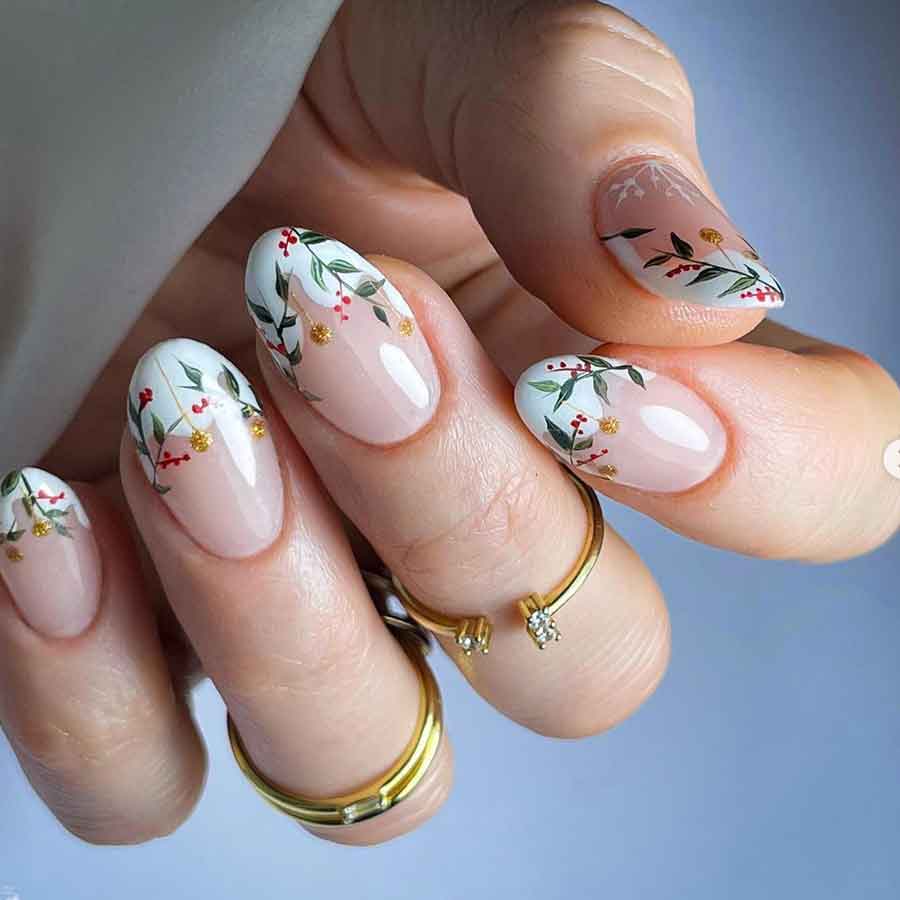winter foliage aesthetic almond nails