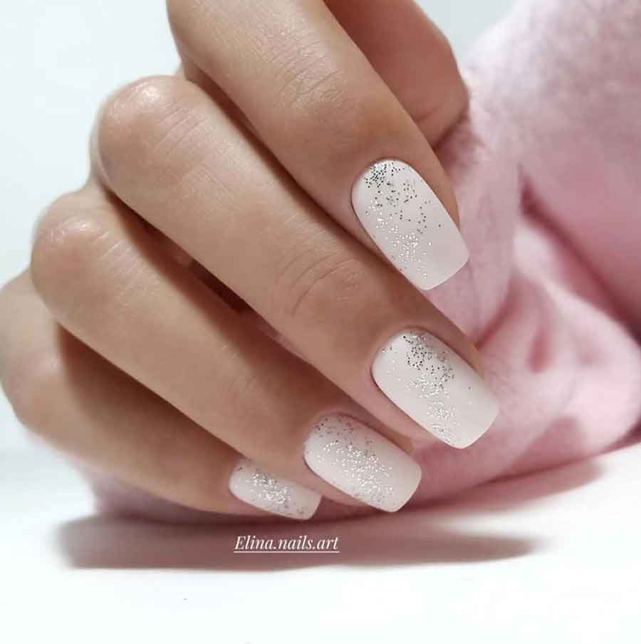 simple white winter nails