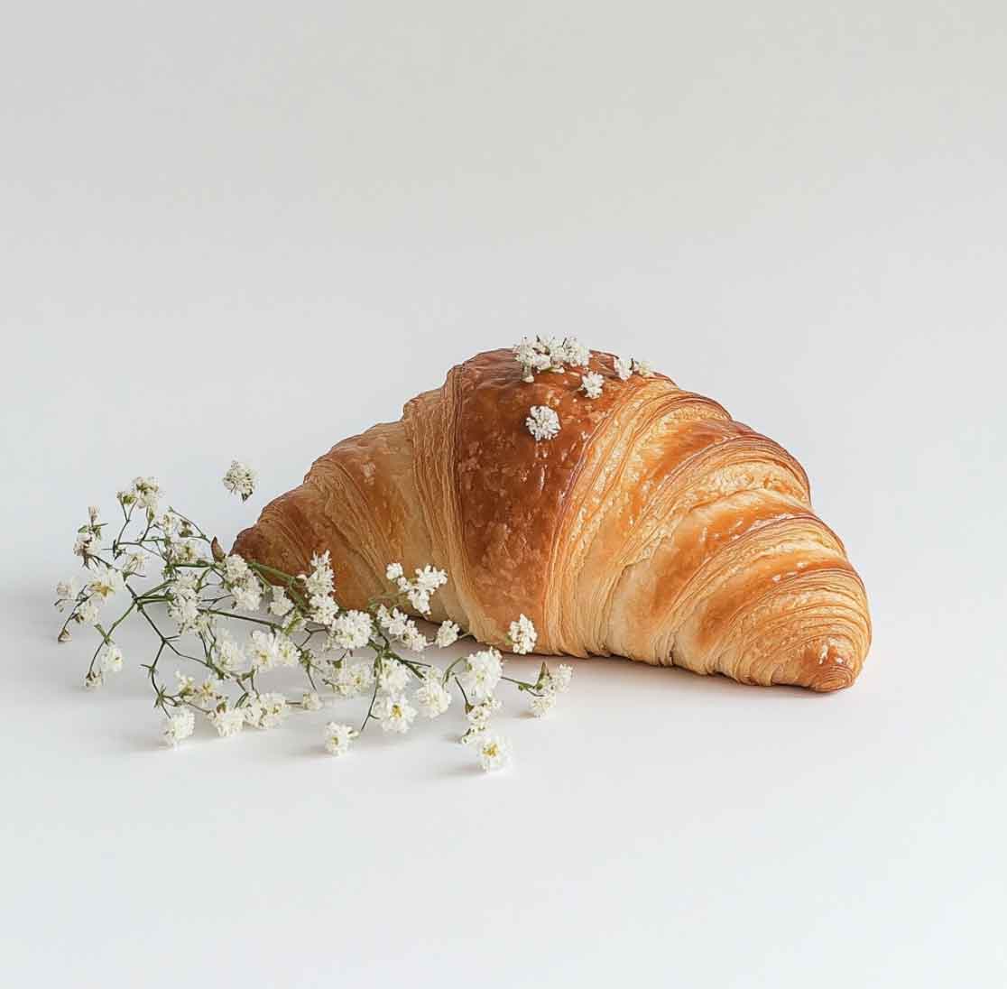 croissant and white lilacs spring aesthetic