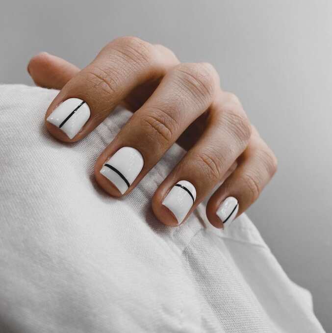 black and white minimalist simple nail art