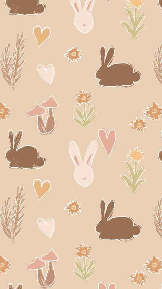 spring pastel bunny aesthetic wallpaper iphone