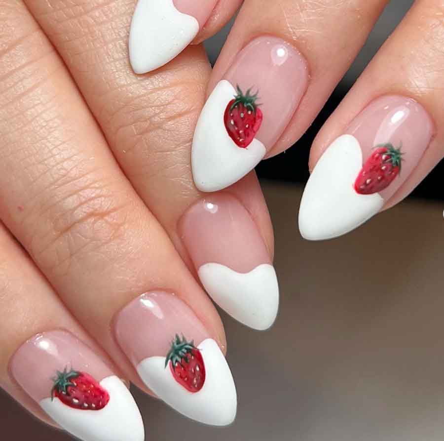 cottagecore strawberry nail