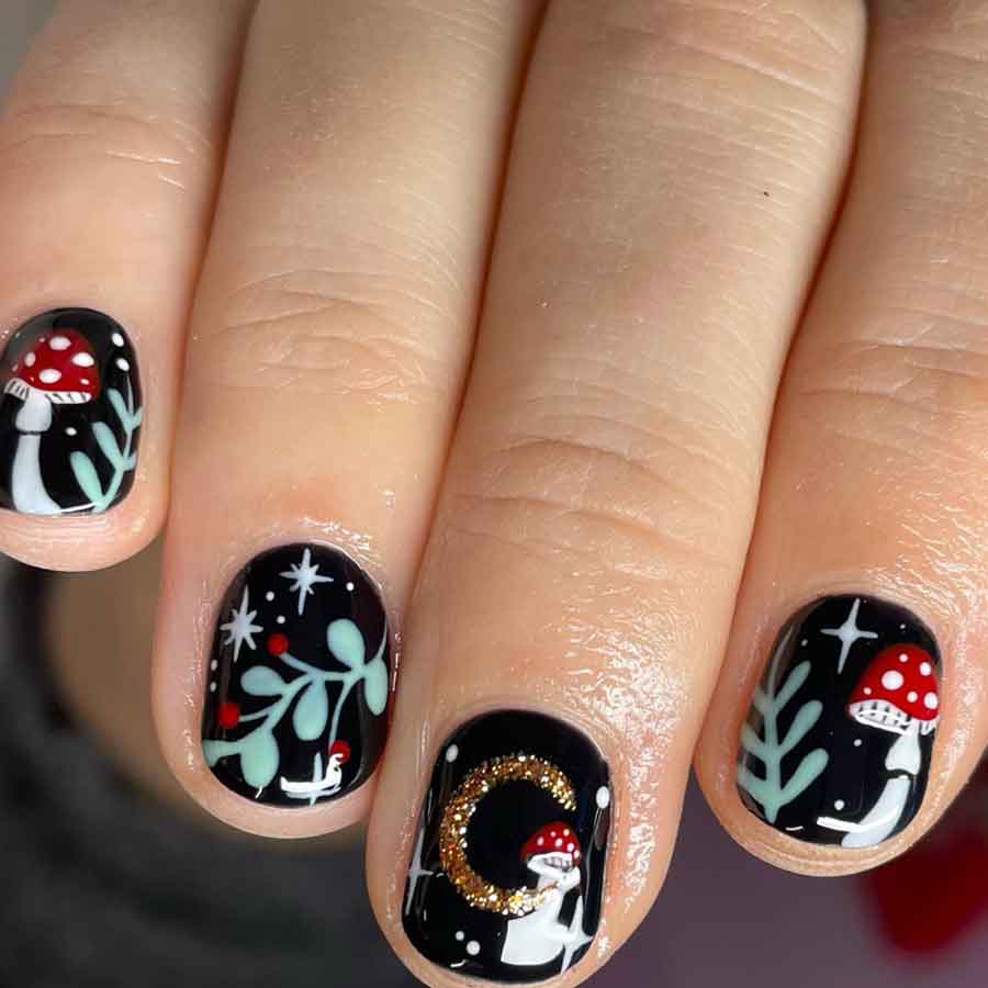 cottagecora mushroom nails