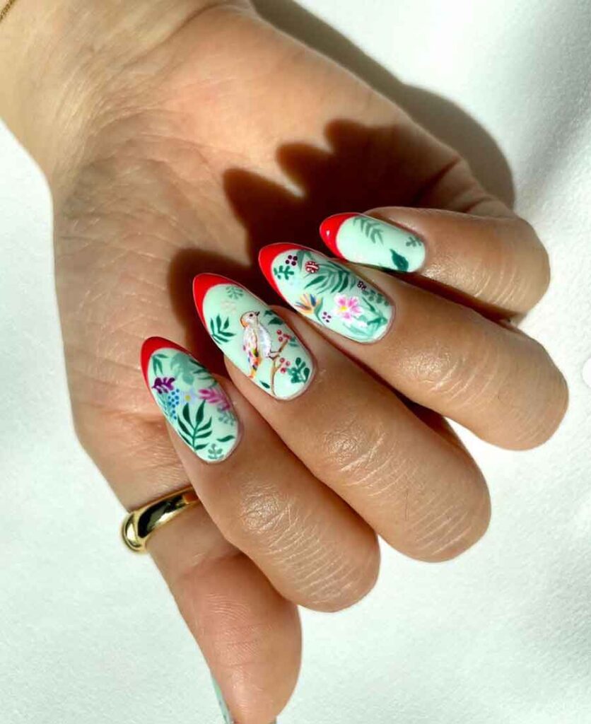 cottagecore woodland nails