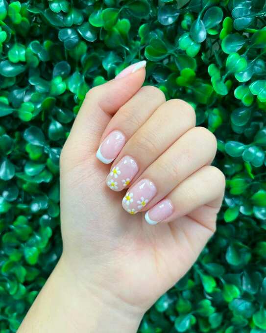 french tips yellow and white simple nails