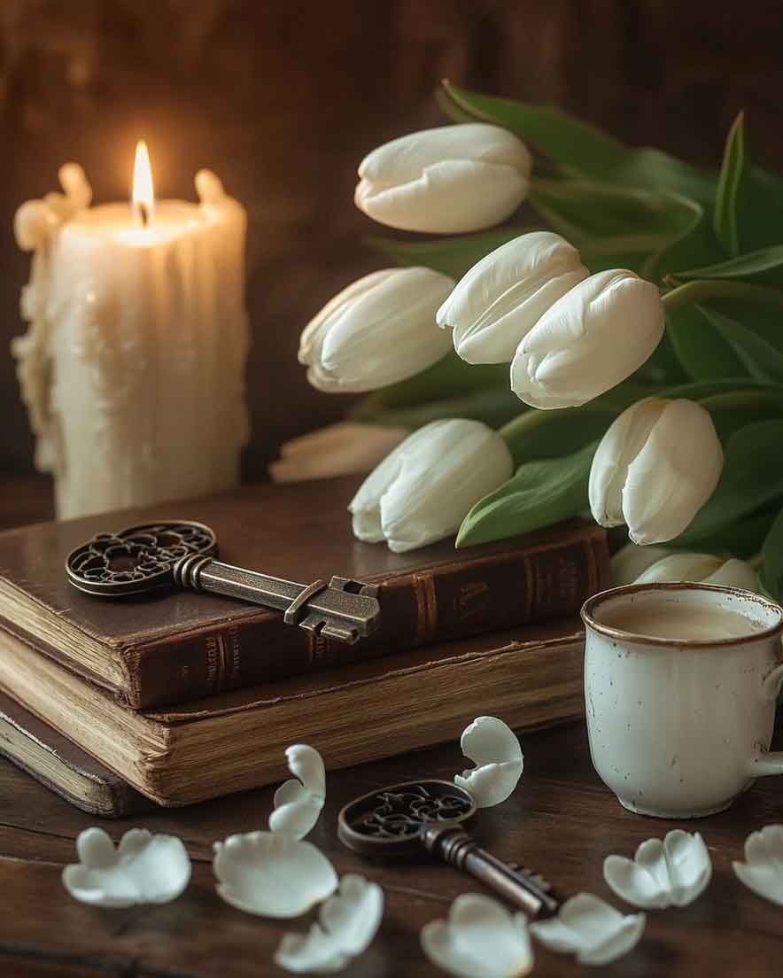 romantic white tulips spring aesthetic