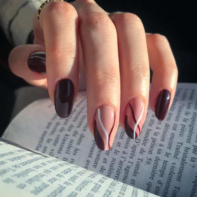 dark brown long nails
