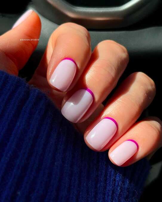 purple cuff simple short nails