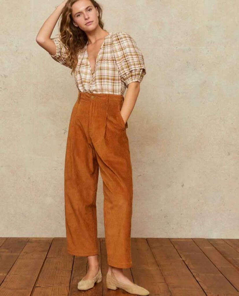 light academia caramel trousers outfit