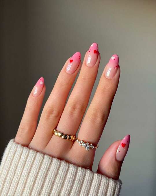 pink and red cute valentines nails ideas