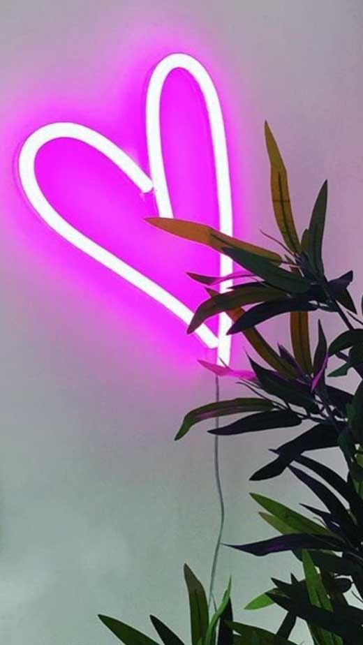 pink neon heart aesthetic wallpaper