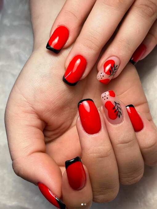 HALLOWEEN NAIL ART: Classic Black & Red Bat French Mani - Prairie Beauty