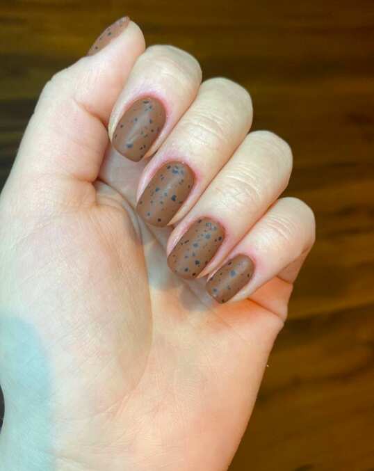 short square matte brown nail design