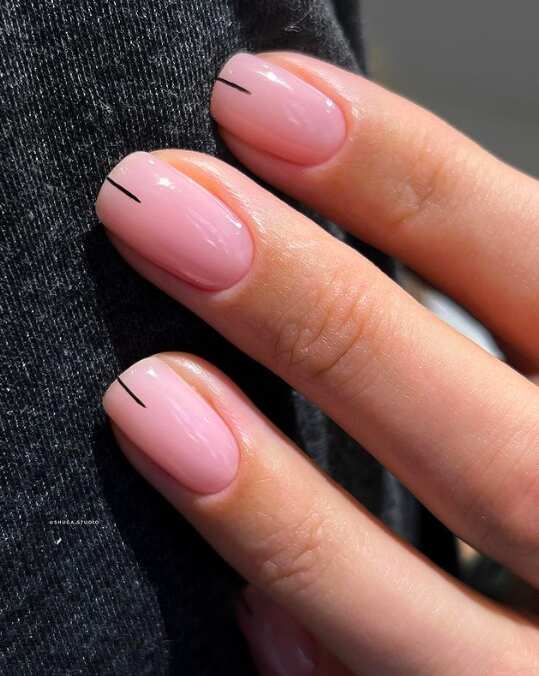 simple black lines nails