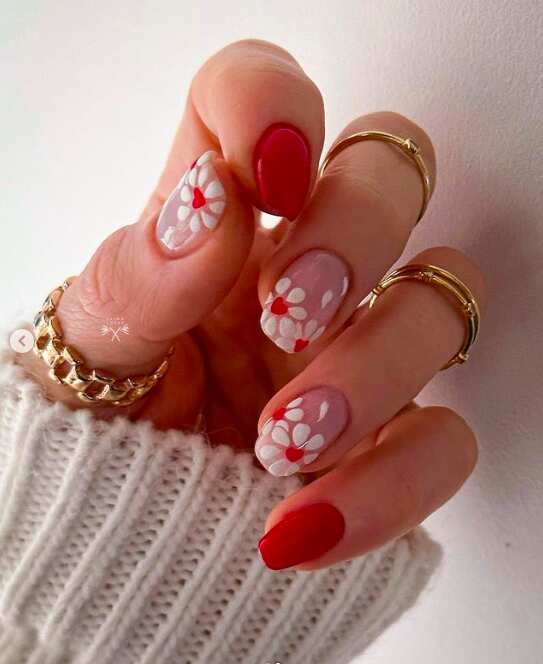 red and white simple flowers nais