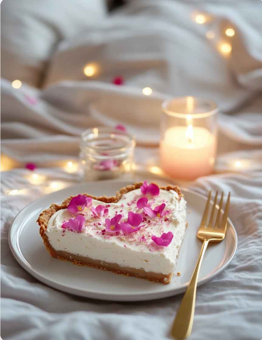 heart desert with pink flowers spring aesthetic