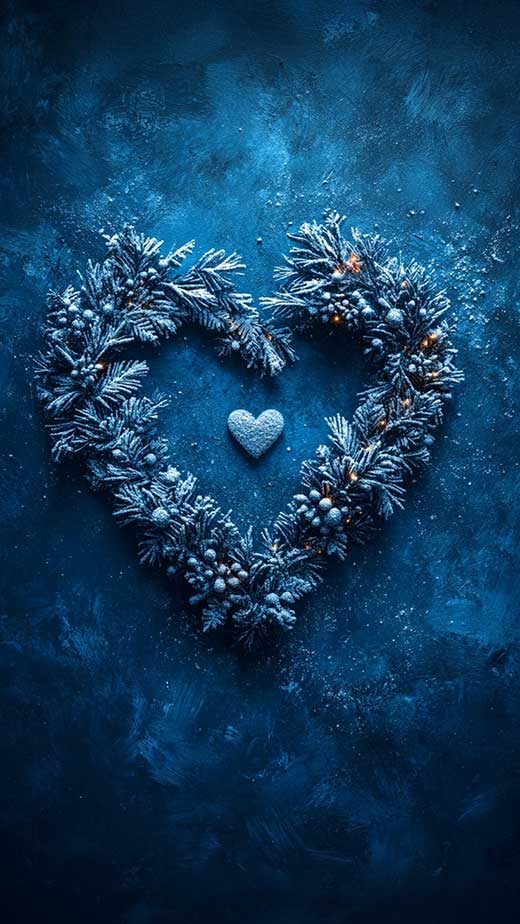 aesthetic winter dark blue  heart wallpaper background phone valentines day