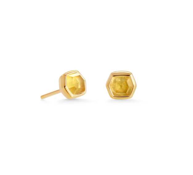 18k Gold Vermeil Stud Earrings in Light Yellow Citrine