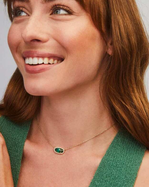 Gold Pendant Necklace in Emerald Cat's Eye