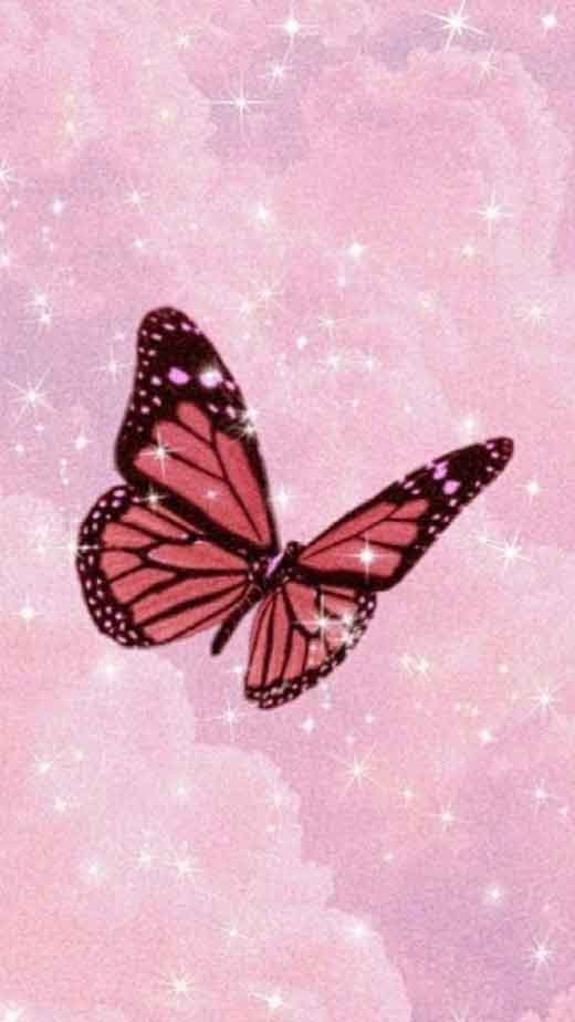 pink glitter aesthetic butterfly wallpaper for iphone