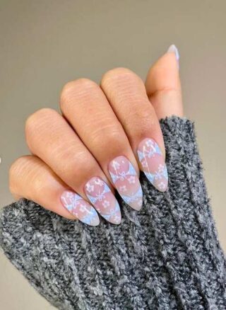 49 Baby & Light Blue Nails Designs To Look Cute From Winter To Summer 