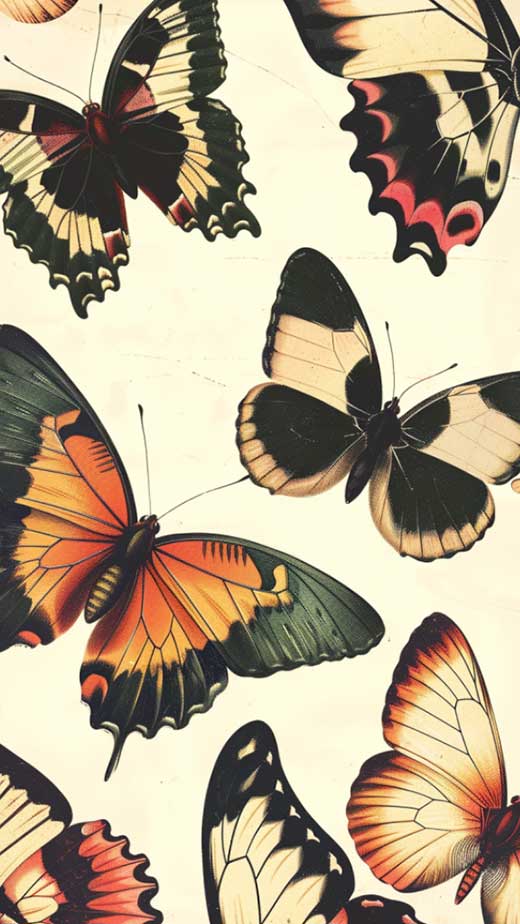 vintage orange butterflies wallpaper for iphone
