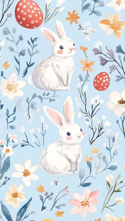 cute bunny easter spring blue wallpaper fr iphone