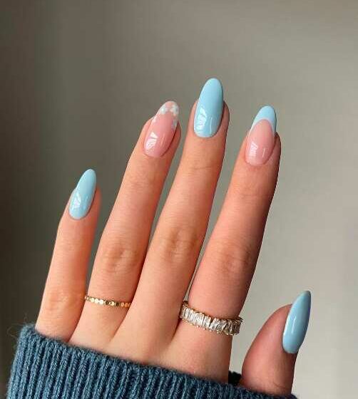 49 Baby & Light Blue Nails Designs To Look Cute From Winter To Summer