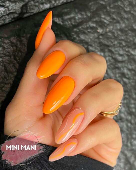 43 of the Best Orange Nail Art Ideas and Designs - StayGlam  Orange  acrylic nails, Bright orange nails, Orange nail art