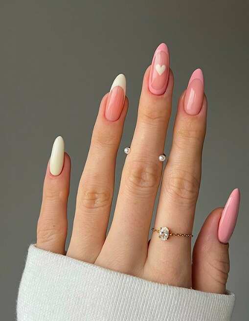 French Tip Nails Cute Heart Nails Coquette Nails 