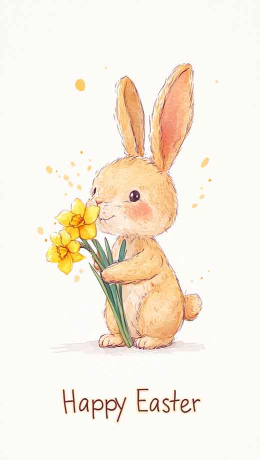 happy easter cute waterclr easter phone wallpaper