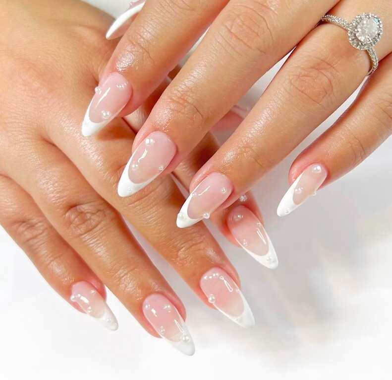 long french tip pearl nails