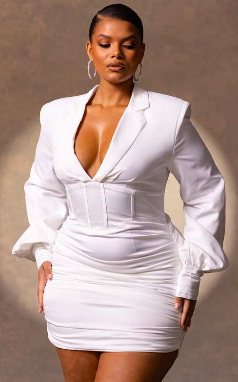 White Corset Blazer Dress