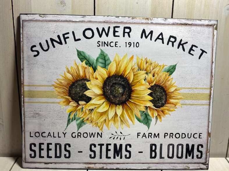 Vintage-inspired Sunflower Farmhouse Sign