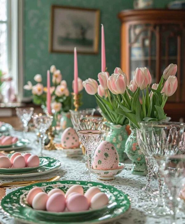 elegant spring diy pink and green eastercenterpiece