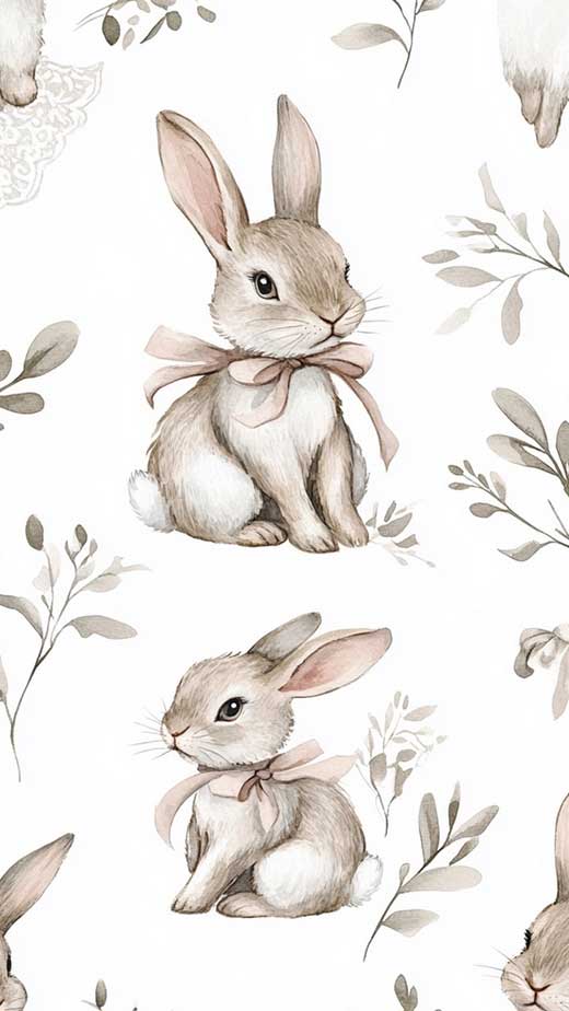 cute ballet bunny pattern wallpaper iphone