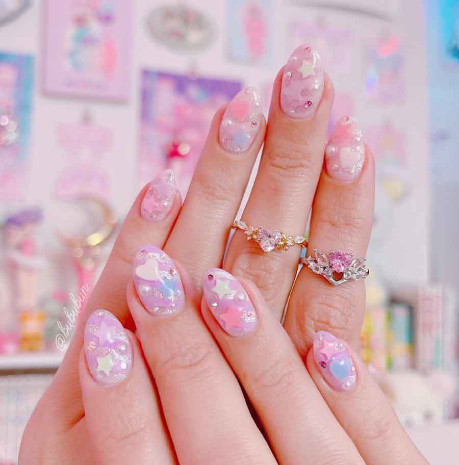 cute pastel kawaii nails design