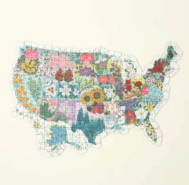 State Flower USA Map Puzzle