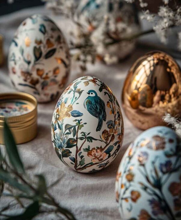 gold handpainted easter egg aesthetic