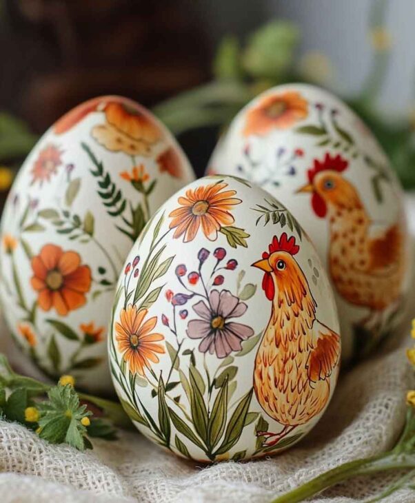 farmhouse colored painted easter eggs decorating