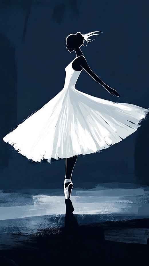 minimalist ballerina aesthetic wallpaper dark blue