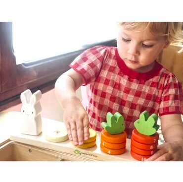 Non-Toxic Wood Carrot & Bunny Stacking Toy For Toddlers