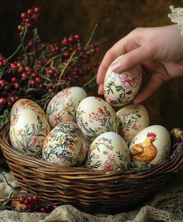 handpainted easter eggs rustic decor