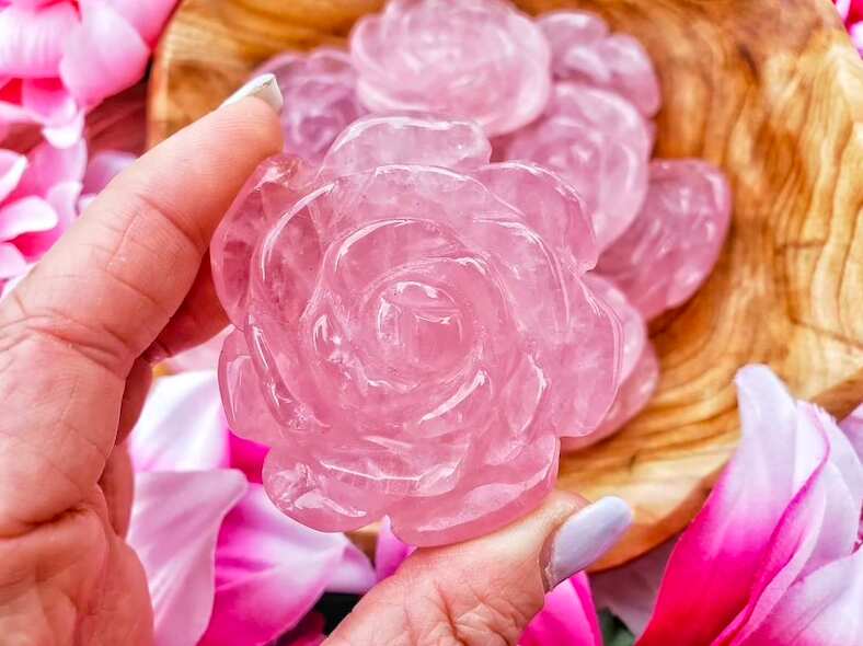 This rose quartz rose to balance the heart chakra